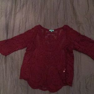 Lace / Sheer Maroon Top